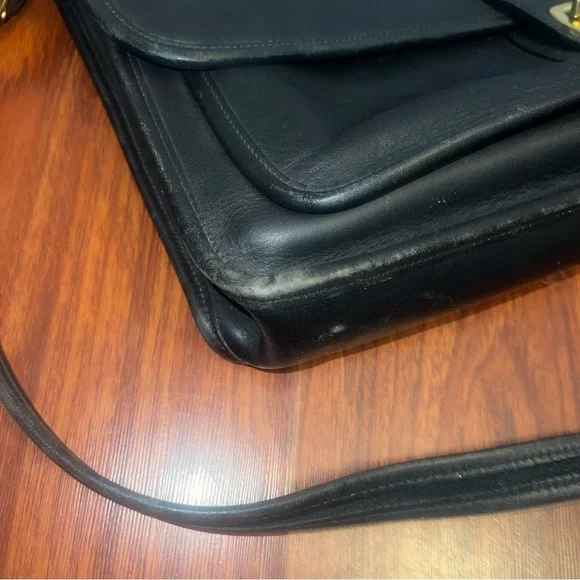 Vintage Coach Black Leather Flap Briefcase - Picture 9 of 9